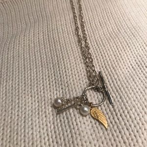 Pearl key wing necklace